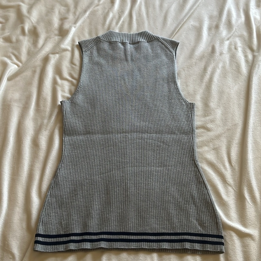 COPY - Rag & Bone Gray Ribbed Tank Top with Mandarin Collar - Picture 6 of 9